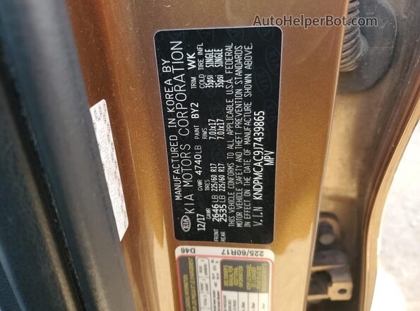 KNDPMCAC9J7439865 2018 KIA SPORTAGE Tan Շարժիչի բաժամունքի տեսք