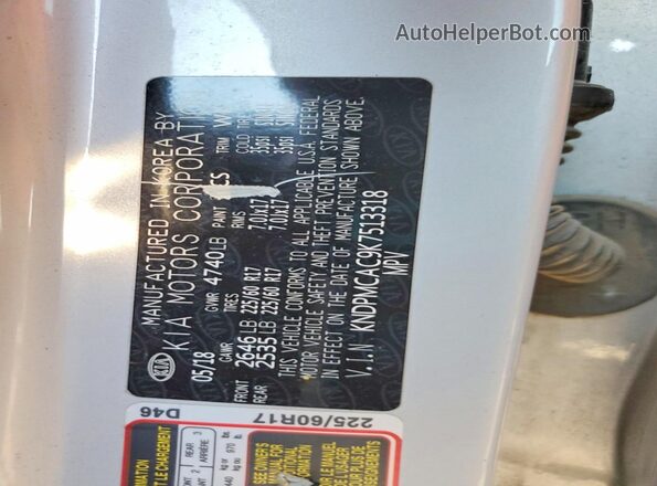 KNDPMCAC9K7513318 2019 KIA SPORTAGE Silver VIN sticker view