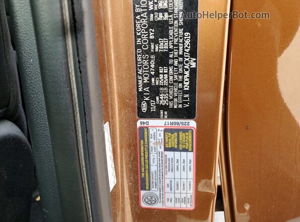 KNDPMCACXJ7429619 2018 KIA SPORTAGE Brown VIN sticker view