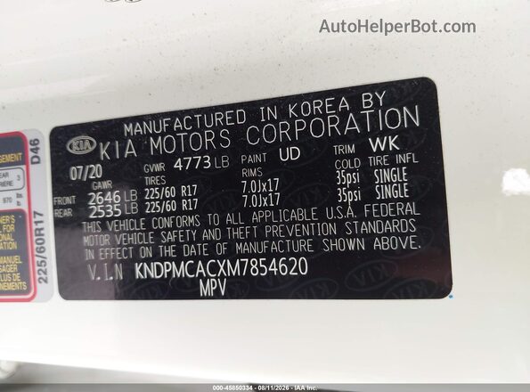 KNDPMCACXM7854620 2021 KIA SPORTAGE White Widok komory silnika