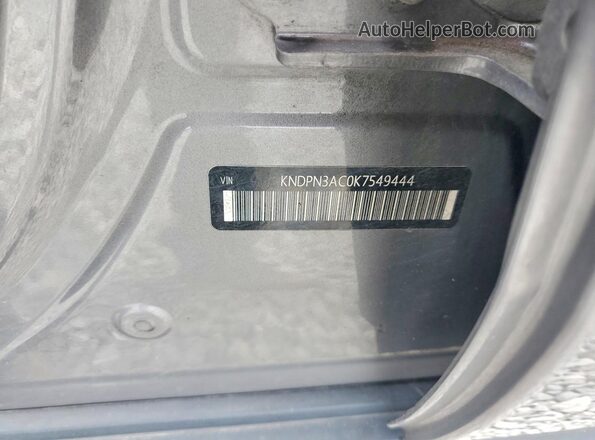 KNDPN3AC0K7549444 2019 KIA SPORTAGE Silver Вид наклейки з VIN-кодом