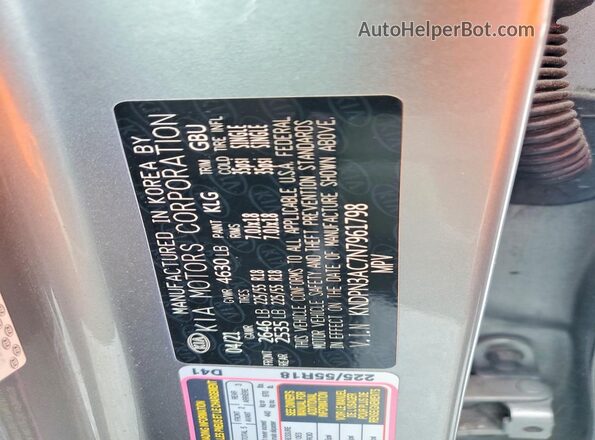 KNDPN3AC7N7961798 2022 KIA SPORTAGE Silver Vista de la etiqueta del VIN