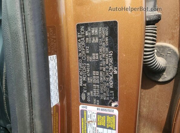 KNDPNCAC3H7146745 2017 KIA SPORTAGE Brown Vista de la etiqueta del VIN