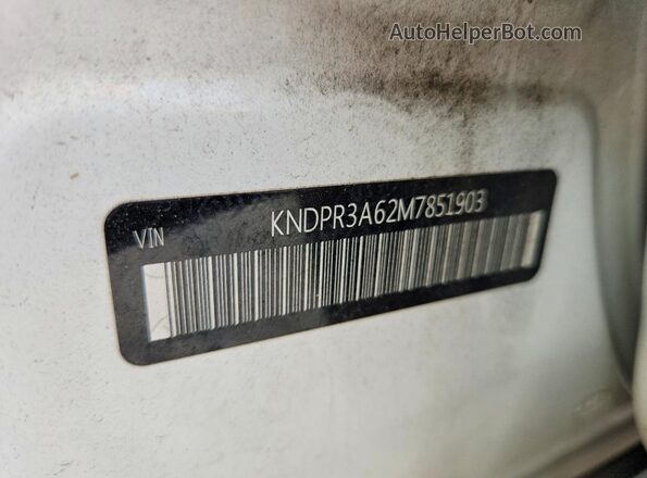 KNDPR3A62M7851903 2021 KIA SPORTAGE White Widok naklejki z numerem VIN
