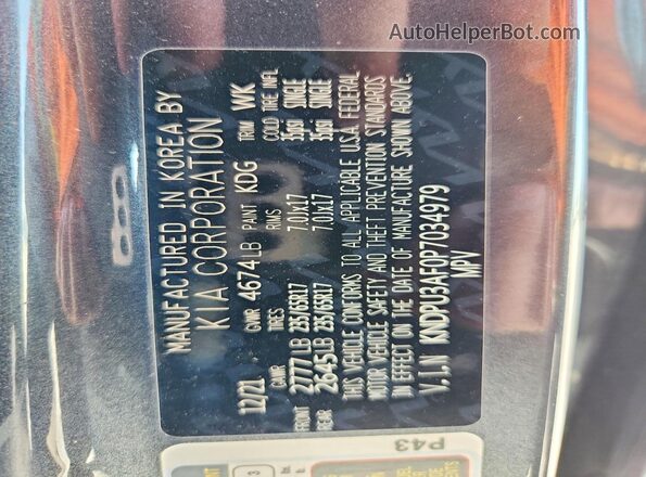 KNDPU3AF0P7034979 2023 KIA SPORTAGE Gray Widok naklejki z numerem VIN