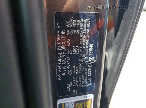 KNDPU3AF0P7153048 2023 KIA SPORTAGE Gray Vista de la etiqueta del VIN