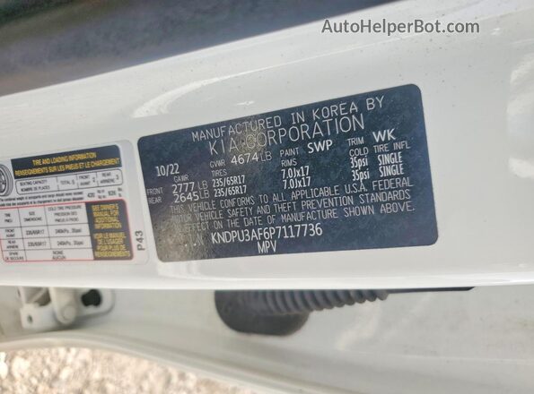 KNDPU3AF6P7117736 2023 KIA SPORTAGE White Widok komory silnika