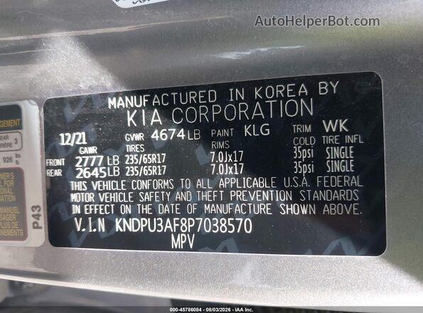 KNDPU3AF8P7038570 2023 KIA SPORTAGE Silver Vista del compartimento del motor