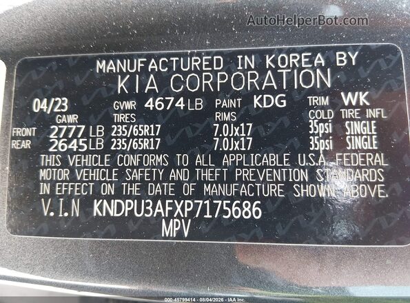 KNDPU3AFXP7175686 2023 KIA SPORTAGE Gray Vista del compartimento del motor