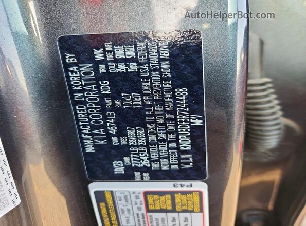 KNDPU3DF3R7244488 2024 KIA SPORTAGE Gray Widok komory silnika