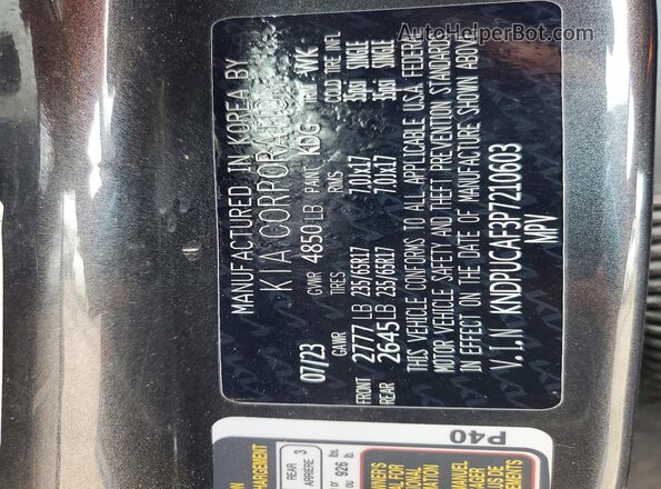 KNDPUCAF3P7210603 2023 KIA SPORTAGE Серый Вид наклейки с VIN-кодом