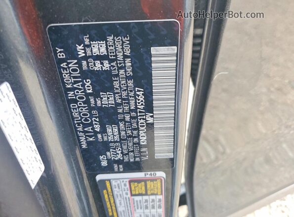 KNDPUCDF1T7455647 2026 KIA SPORTAGE Gray Вид наклейки з VIN-кодом
