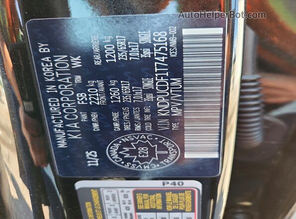 KNDPUCDF1T7475168 2026 KIA SPORTAGE Black Vista de la etiqueta del VIN
