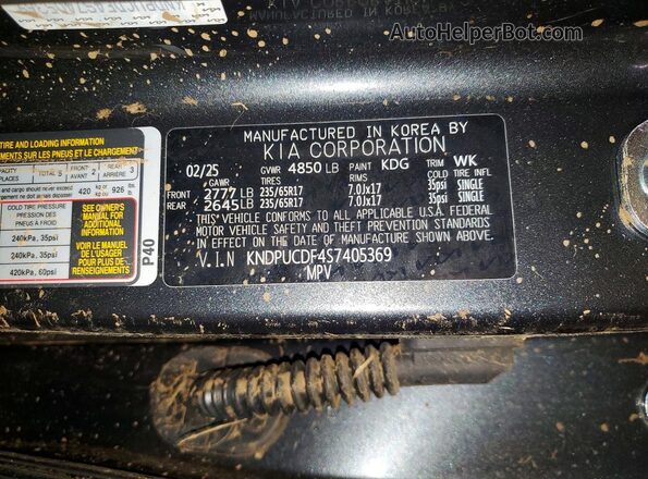 KNDPUCDF4S7405369 2025 KIA SPORTAGE Gray Widok naklejki z numerem VIN