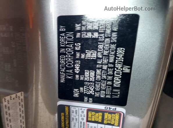 KNDPUCDG4R7164089 2024 KIA SPORTAGE Gray VIN sticker view