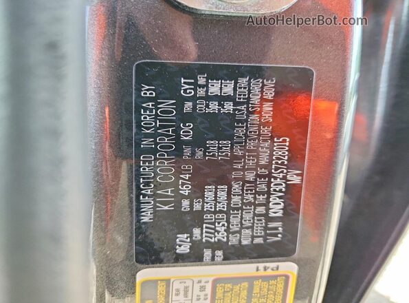 KNDPV3DF4S7328015 2025 KIA SPORTAGE Gray Widok naklejki z numerem VIN