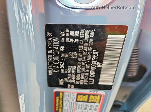KNDPVDDG8T7396317 2026 KIA SPORTAGE Blue VIN sticker view