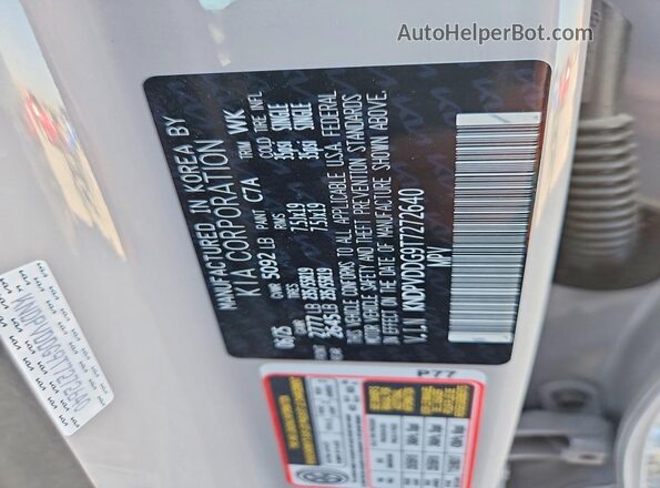 KNDPVDDG9T7272640 2026 KIA SPORTAGE Silver VIN sticker view