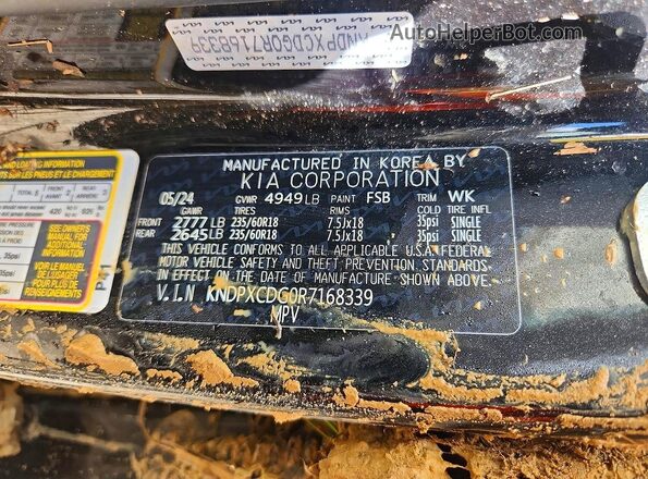 KNDPXCDG0R7168339 2024 KIA SPORTAGE Черный Вид наклейки с VIN-кодом