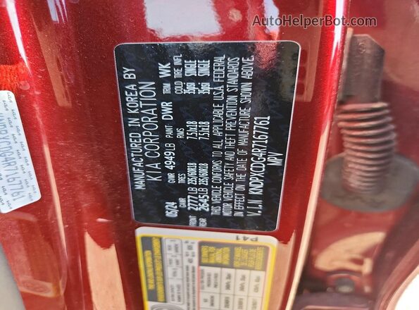 KNDPXCDG4R7167761 2024 KIA SPORTAGE Red Շարժիչի բաժամունքի տեսք