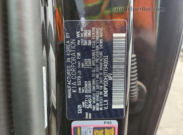 KNDPYDDH2T7340051 2026 KIA SPORTAGE Black VIN sticker view