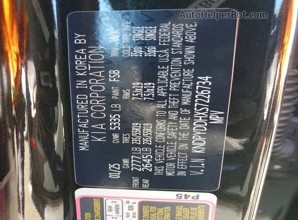 KNDPYDDHXS7226734 2025 KIA SPORTAGE Black VIN կոդի պիտակի տեսք