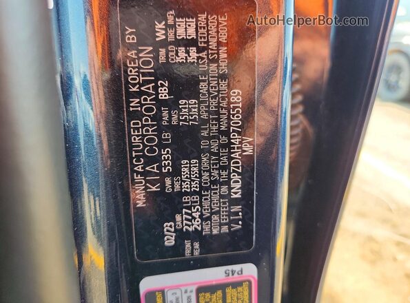 KNDPZDAH4P7065189 2023 KIA SPORTAGE Blue Vista de la etiqueta del VIN