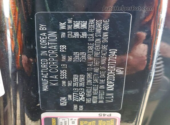 KNDPZDDH1R7171940 2024 KIA SPORTAGE Black Widok naklejki z numerem VIN