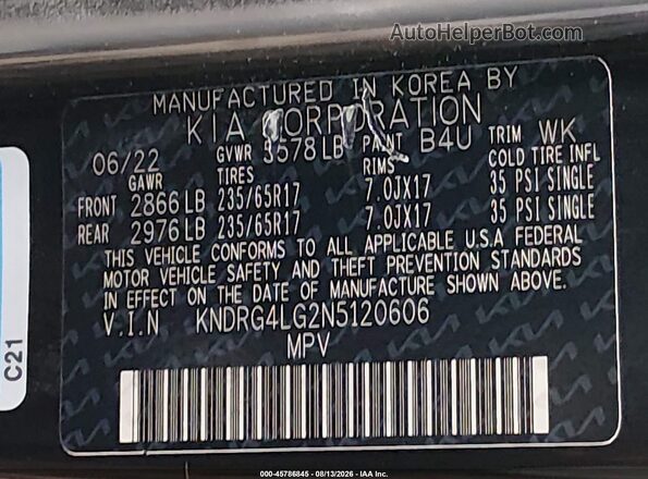 KNDRG4LG2N5120606 2022 KIA SORENTO HYBRID Black Engine compartment view