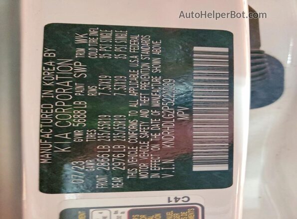 KNDRHDLG2P5221239 2023 KIA SORENTO White Սալոնի 360 աստիճան տեսք