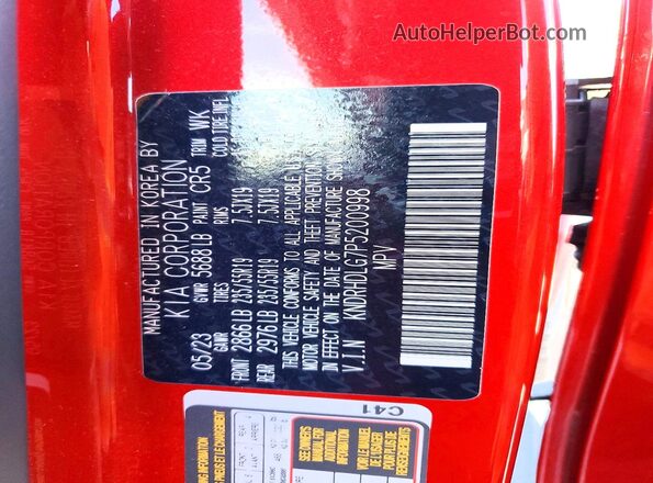 KNDRHDLG7P5200998 2023 KIA SORENTO Red Vista interior de 360 grados