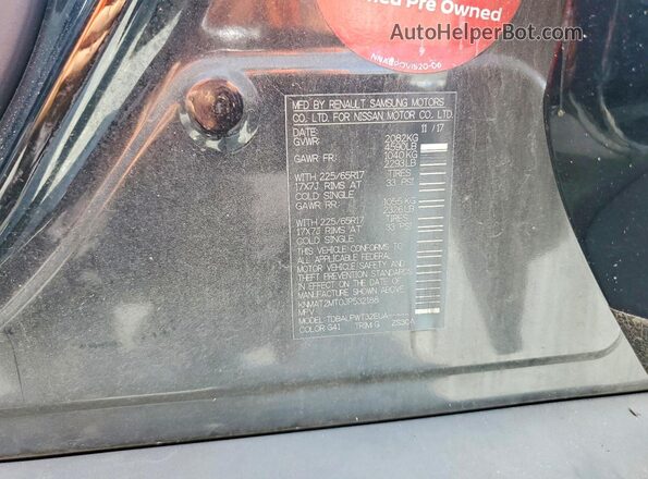 KNMAT2MT0JP532188 2018 NISSAN ROGUE Черный Вид наклейки с VIN-кодом