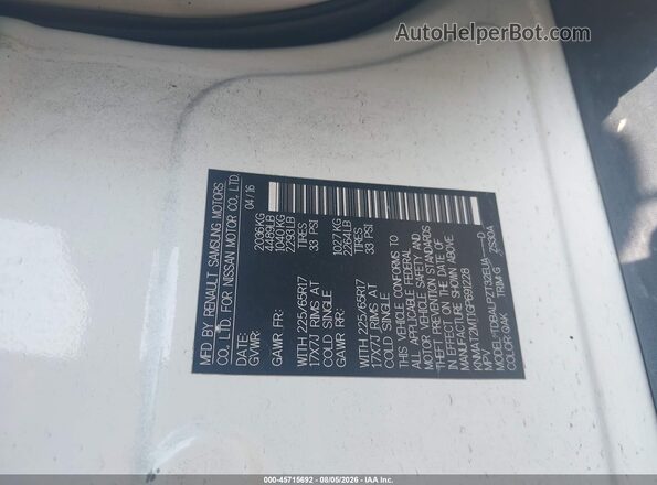 KNMAT2MT1GP691228 2016 NISSAN ROGUE Белый Вид подкапотного пространства