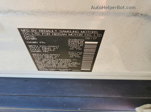 KNMAT2MT1HP555828 2017 NISSAN ROGUE White Widok naklejki z numerem VIN