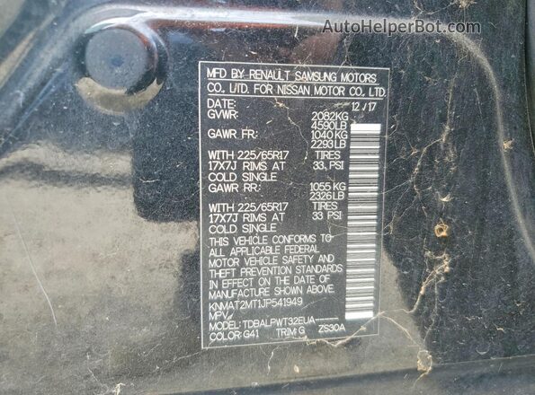 KNMAT2MT1JP541949 2018 NISSAN ROGUE Black VIN sticker view