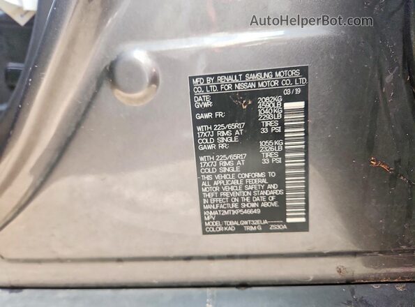 KNMAT2MT1KP546649 2019 NISSAN ROGUE Gray Vista del compartimento del motor