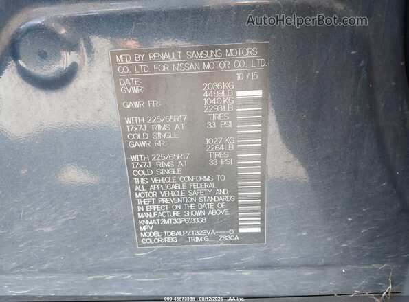 KNMAT2MT3GP613338 2016 NISSAN ROGUE Blue Engine compartment view