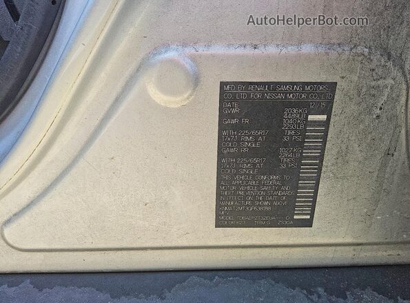 KNMAT2MT3GP638188 2016 NISSAN ROGUE Silver VIN կոդի պիտակի տեսք