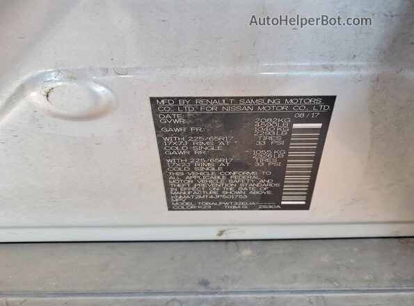 KNMAT2MT4JP501753 2018 NISSAN ROGUE Silver Շարժիչի բաժամունքի տեսք