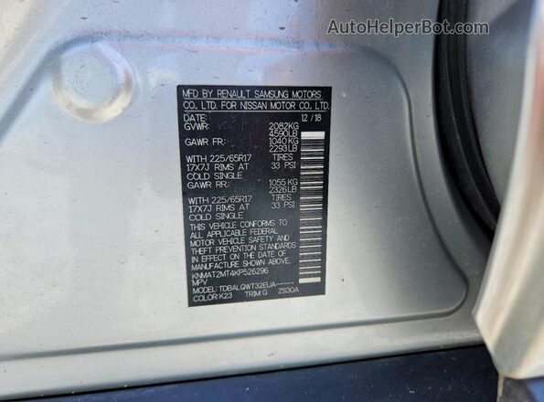 KNMAT2MT4KP526296 2019 NISSAN ROGUE Silver VIN կոդի պիտակի տեսք