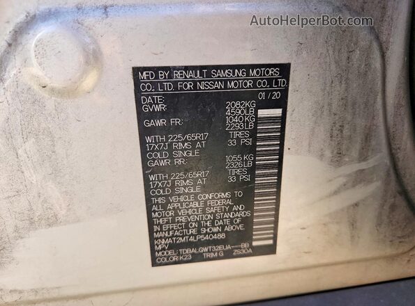 KNMAT2MT4LP540488 2020 NISSAN ROGUE Silver 