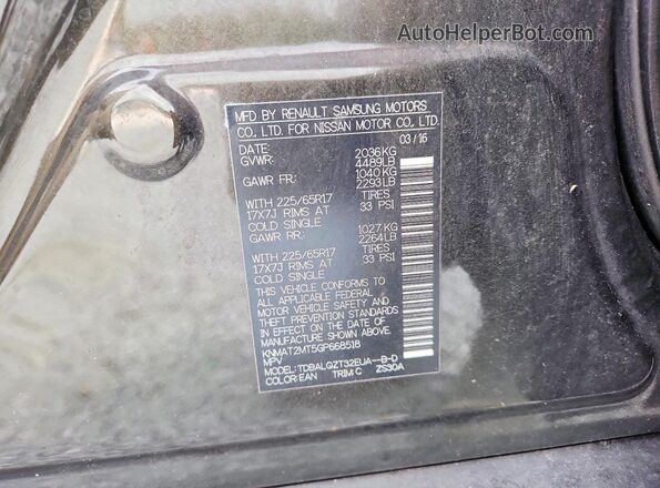 KNMAT2MT5GP668518 2016 NISSAN ROGUE Black VIN sticker view