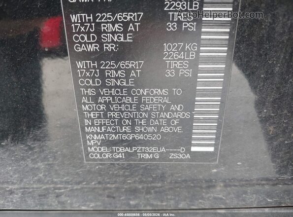 KNMAT2MT6GP640520 2016 NISSAN ROGUE Black Widok komory silnika