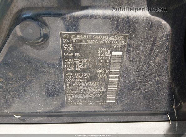 KNMAT2MT6GP707035 2016 NISSAN ROGUE Black Vista del compartimento del motor