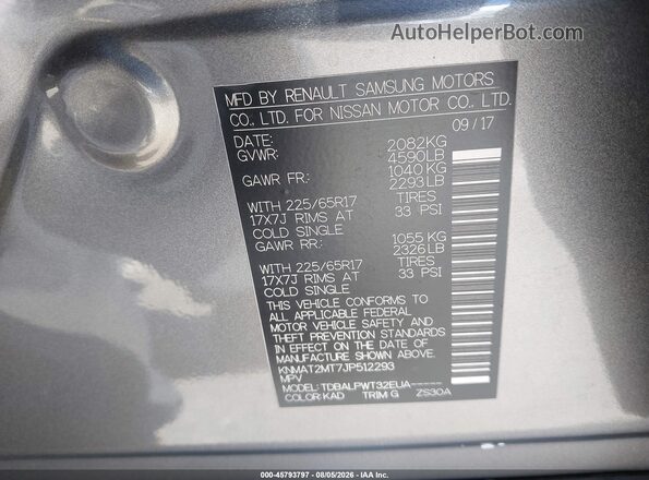 KNMAT2MT7JP512293 2018 NISSAN ROGUE Gray Engine compartment view