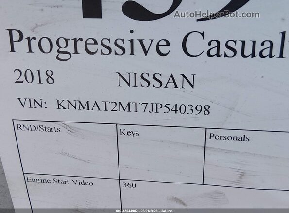 KNMAT2MT7JP540398 2018 NISSAN ROGUE White Widok komory silnika