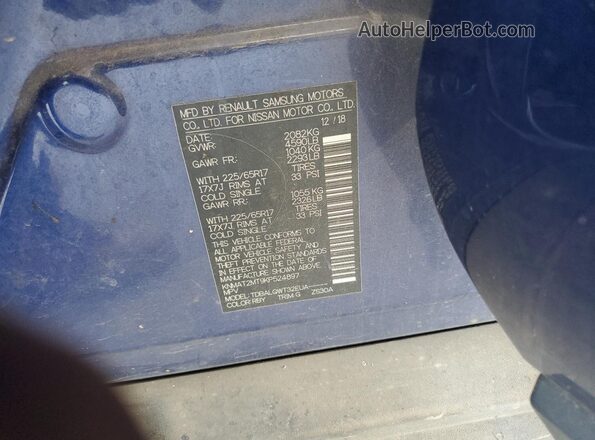 KNMAT2MT9KP524897 2019 NISSAN ROGUE Blue Вид підкапотного простору