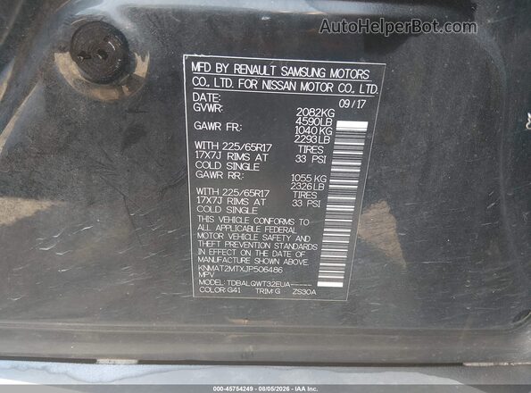 KNMAT2MTXJP506486 2018 NISSAN ROGUE Black Widok komory silnika
