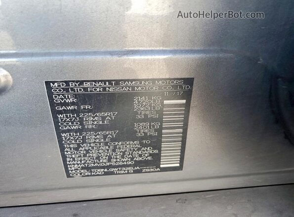 KNMAT2MV0JP526490 2018 NISSAN ROGUE Серый Вид подкапотного пространства
