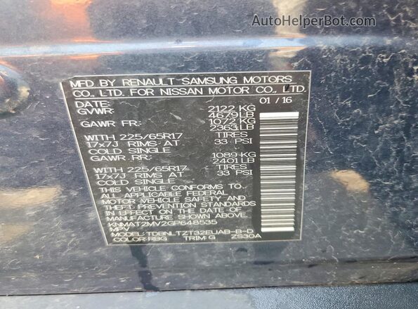 KNMAT2MV2GP648535 2016 NISSAN ROGUE Blue Widok komory silnika